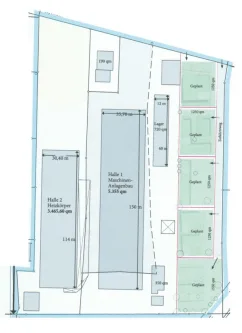 Bild/Grundriss 1 - Halle/Lager/Produktion mieten in Regenstauf - 12_VH3145b Gewerbeanwesen mit teilbaren Hallen von 240 bis 1200 m² mit variablen Freiflächen / Regenstauf