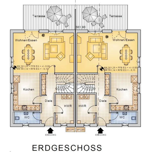 Bild/Grundriss 1 - Zinshaus/Renditeobjekt kaufen in Schmidmühlen - 03_ZRH490a Neubau von Doppelhaushälften im Nato-Model / ca. 15 km westlich Schwandorf