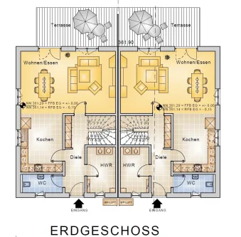 Bild/Grundriss 1 - Haus kaufen in Schmidmühlen - 12_RH490a Neubau von Doppelhaushälften im Nato-Model / ca. 15 km westlich Schwandorf