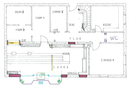 Bild/Grundriss 1 - Laden/Einzelhandel mieten in Regensburg - 25_VL3810a Verkaufs- oder Ladenbürofläche mit Anbau / Regensburg - Nord