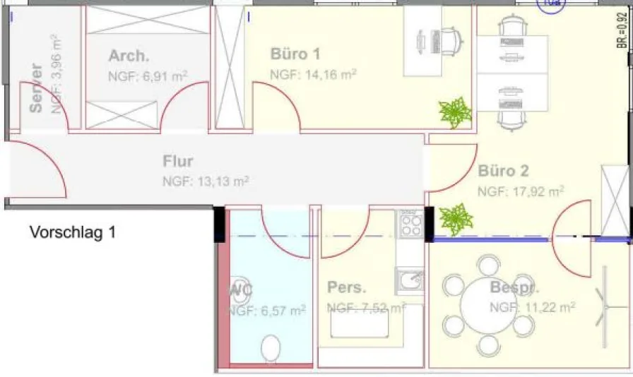 Bild/Grundriss 1 - Büro/Praxis mieten in Regensburg - 29_VB3560a Provisionsfreie, zentral gelegene Büro- oder Praxisfläche / Regensburg - Zentrum