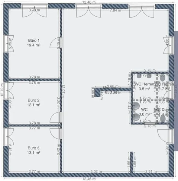 Bild/Grundriss 1 - Büro/Praxis mieten in Regensburg - 22_VB3737VH Büroetage in einem modernen Gewerbeanwesen / nördliche Stadtgrenze von Regensburg