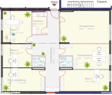 Bild/Grundriss 1 - Büro/Praxis mieten in Regensburg - 29_VB3560l Provisionsfreie, nach Mieterwunsch sanierte Büro- oder Praxisfläche / Regensburg - Zentrum