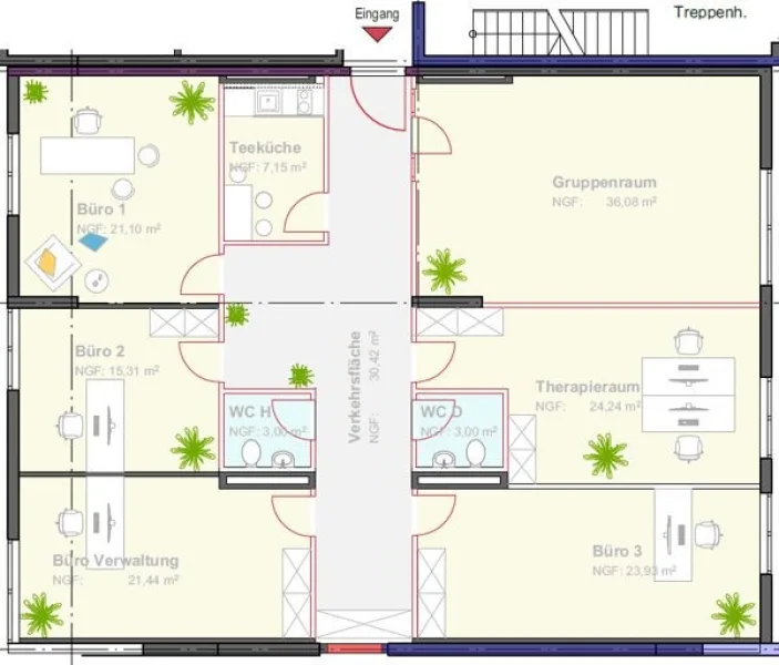 Bild/Grundriss 1 - Büro/Praxis mieten in Regensburg - 18_VB3560l Provisionsfreie, nach Mieterwunsch sanierte Büro- oder Praxisfläche / Regensburg - Zentrum