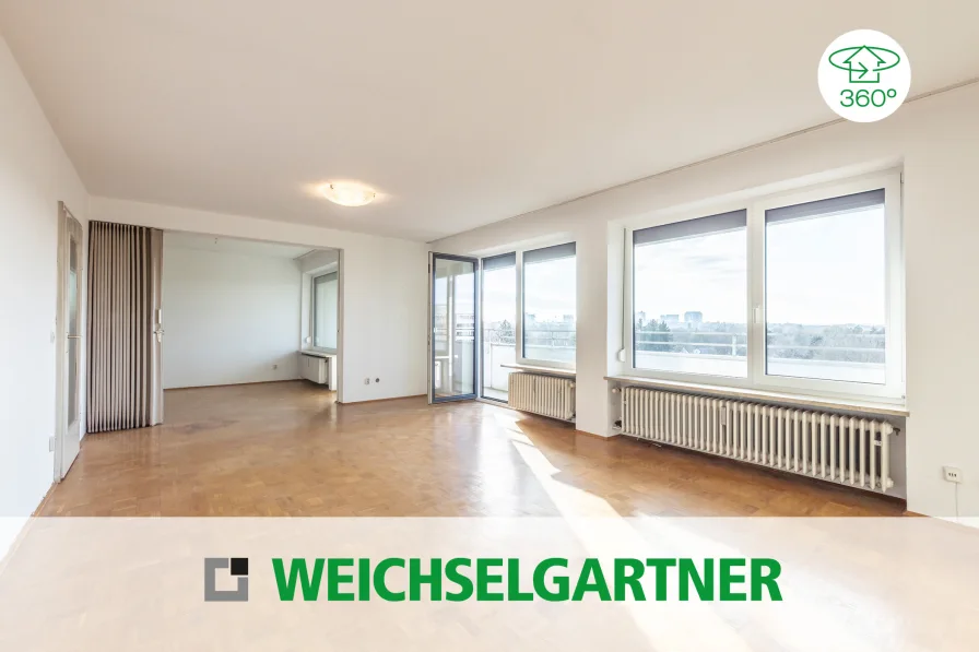 Im Alleinauftrag - Wohnung kaufen in München - Großzügiges Wohnen auf einer Ebene: Ideal geschnittene, bezugsfreie Wohnung mit herrlichem Weitblick