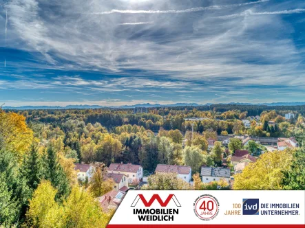 Blick nach Süden bis zu den Alpen - Grundstück kaufen in Kirchseeon - UNVERBAUBARER, REIZVOLLER PANORAMABLICK!