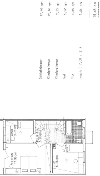 Grundrissplan Obergeschoss mit Wohnflächenangabe