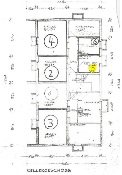 Kellerplan mit gemauertem Keller Nr 5