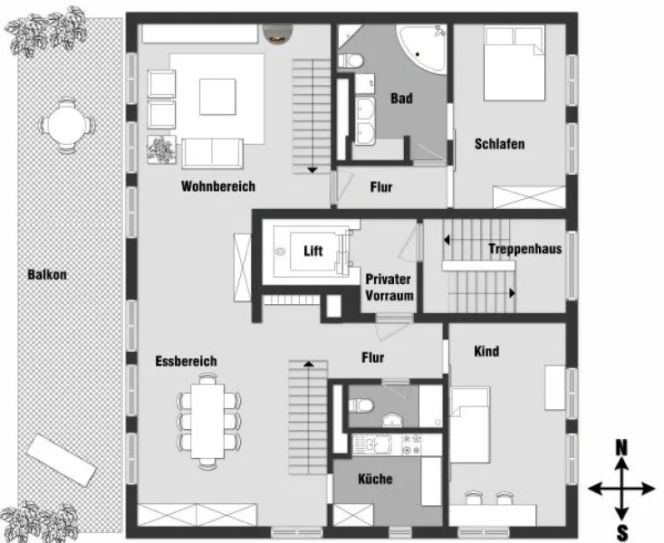 Grundrissplan zur Wohnung 8 OG