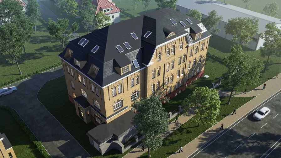 Projektierte Fassade - Zinshaus/Renditeobjekt kaufen in Leipzig - Saniertes Kulturdenkmal in Leipzig-Möckern bietet Raum für gewerbliche Niederlassung 