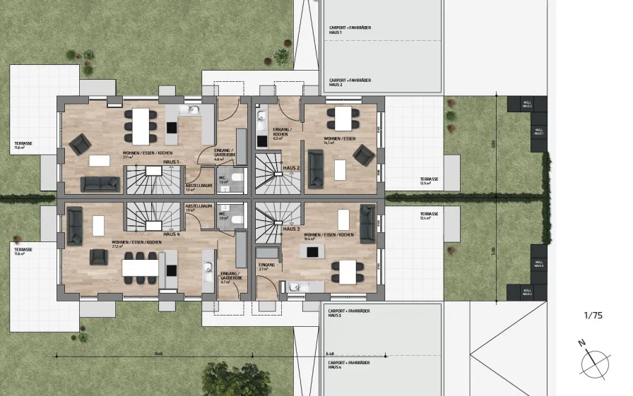 Grundriss Haus 1-4 EG