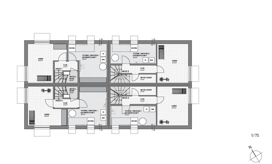 Grundriss Haus 1-4 UG