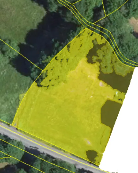 Grundstück Gelb gekennzeichnet - Grundstück kaufen in Gefrees - Baugrund: Bauvoranfrage für landw. Halle