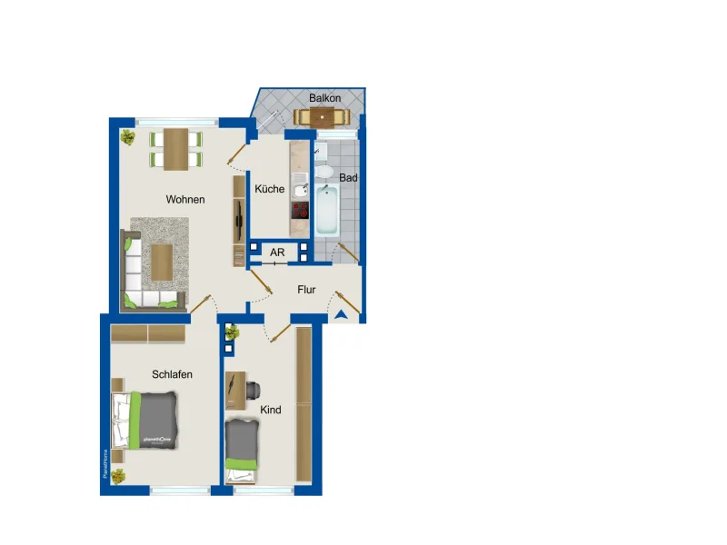 Grundriss Hochparterre-Wohnung