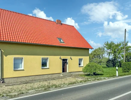 Frontansicht - Haus kaufen in Wegeleben - Schönes und gepflegtes Einfamilienhaus mit großem Grundstück und traumhaftem Harzblick