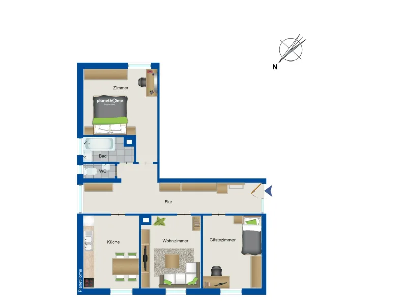 Grundriss 3-Zimmer-Wohnung