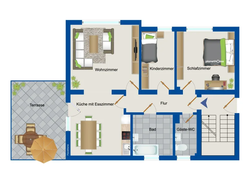 Grundriss mittlere Wohnung