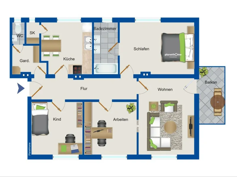 Grundriss Wohnung - 1. OG