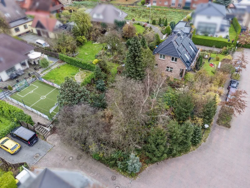 Luftaufnahme 1 - Grundstück kaufen in Oststeinbek - Schönes Baugrundstück in ruhiger Endlage eines Stichweges für ein Einfamilienhaus in Oststeinbek