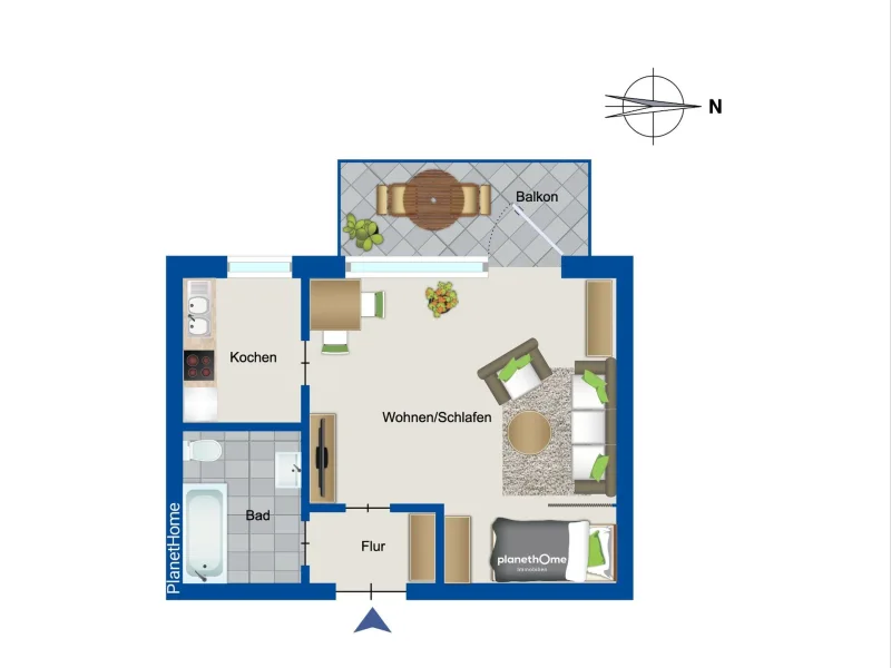 Grundriss WE 02 EG Mitte