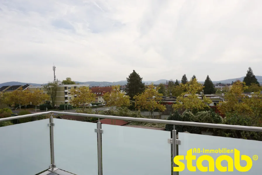 Südbalkon mit Weitblick bis zum Aschaffenburger Sc