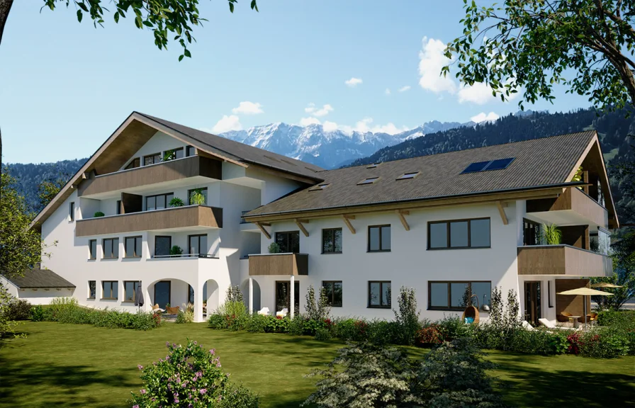 Visualisierung Rückseite - Wohnung kaufen in Garmisch-Partenkirchen - 2-Zimmer Wohnung "Alpenblick" - perfekte Lage mit Bergpanorama