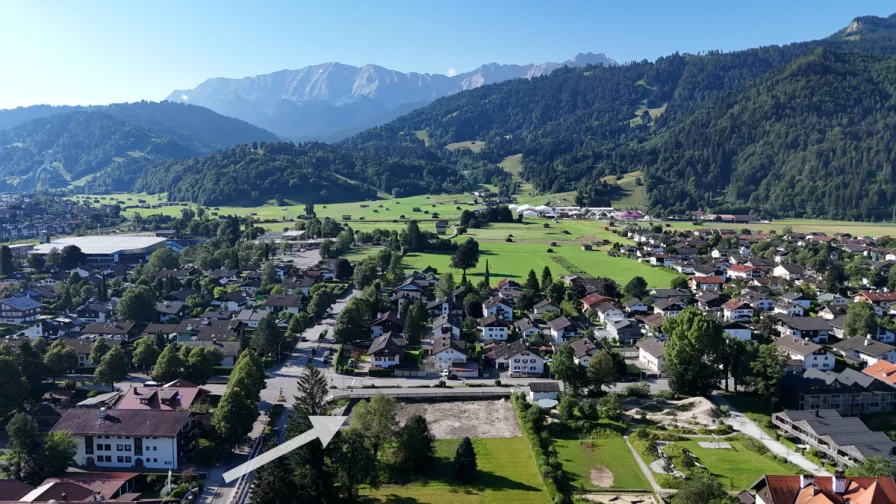 Lage_Blick_SO - Wohnung kaufen in Garmisch-Partenkirchen - 2-Zimmer Wohnung "Alpenblick" - perfekte Lage mit Bergpanorama