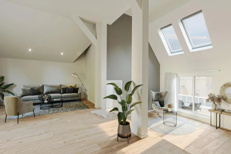 Wohnzimmer unverb. Visu - Wohnung kaufen in Berlin - Dachgeschosswohnung mit einzigartiger Aussicht