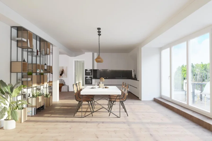 Essbereich Visualisierung - Wohnung kaufen in Berlin - Exklusive Dachgeschosswohnung mit Weitblick