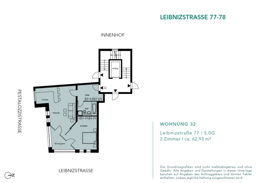 Grundriss - Wohnung kaufen in Berlin - Vermietete und charmante 2 Zimmerwohnung in der City West