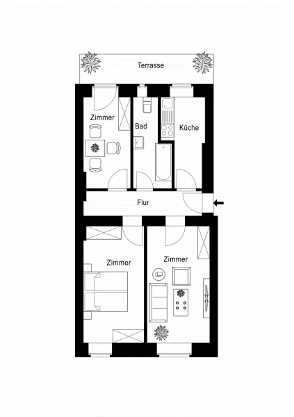 Grundriss Bsp.möblierung