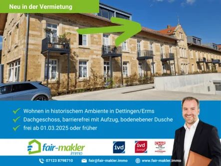 IS24 - Wohnung mieten in Dettingen an der Erms - FAIR-MAKLER: Wohlfühlen in historischem und barrierefreiem Ambiente