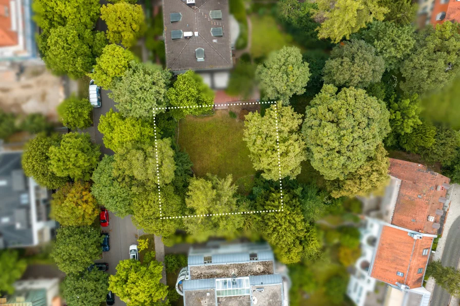Luftbild mit Grundstücksgrenze