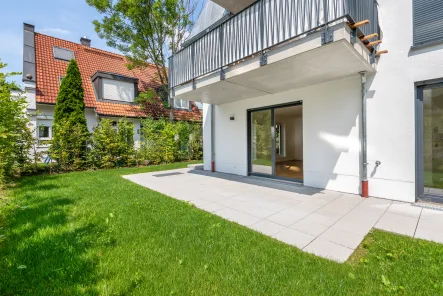 Sonnige Terrasse - Wohnung mieten in München - Neuwertige 3-Zimmer-Gartenwohnung mit Hobbyraum und Südterrasse