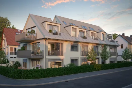 Zeitlos elegante Architektur - Wohnung kaufen in München - Neubau: Lichtdurchflutete, familiengerechte 3-Zimmer-Wohnung mit großem Südbalkon