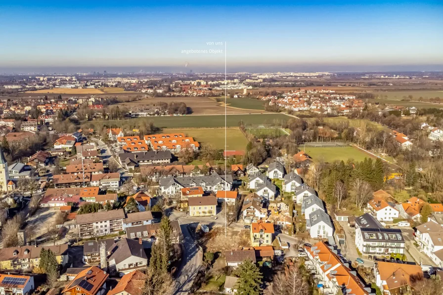 Drohnenweitblick  - Grundstück kaufen in Taufkirchen - Toplage in der Ortsmitte: Grundstück von 1.181 m² mit genehmigter Bebauung