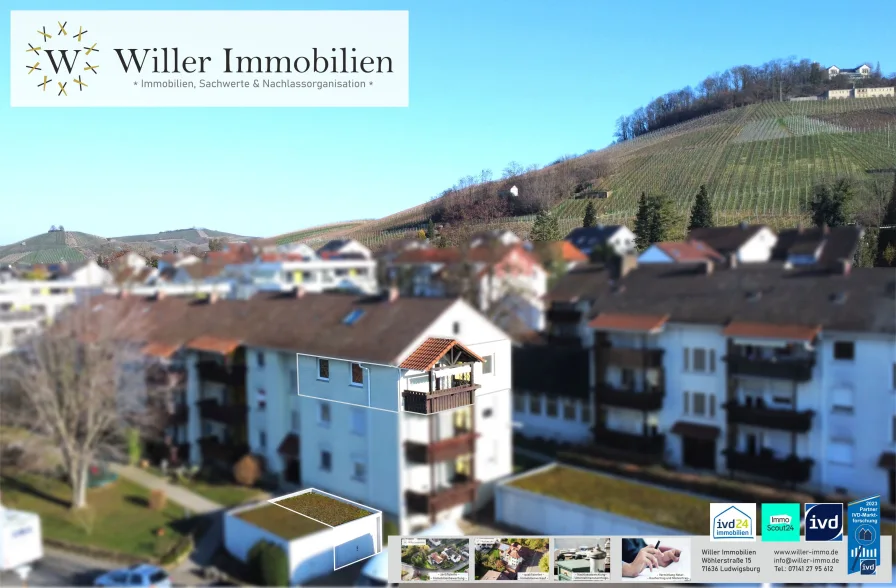 Willer_Immobilien_Luftbild_1 - Wohnung kaufen in Heilbronn - Perfekter Wohnkomfort: 4-Zimmer-Wohnung mit Einbauküche, Balkon und Garage