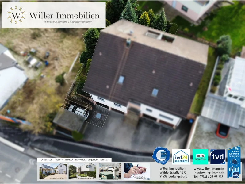 Willer_Immobilien_Luftbild-4 - Wohnung kaufen in Heilbronn - Gepflegte Eigentumswohnung mit Loggia, großem Garten, Carport und Garage