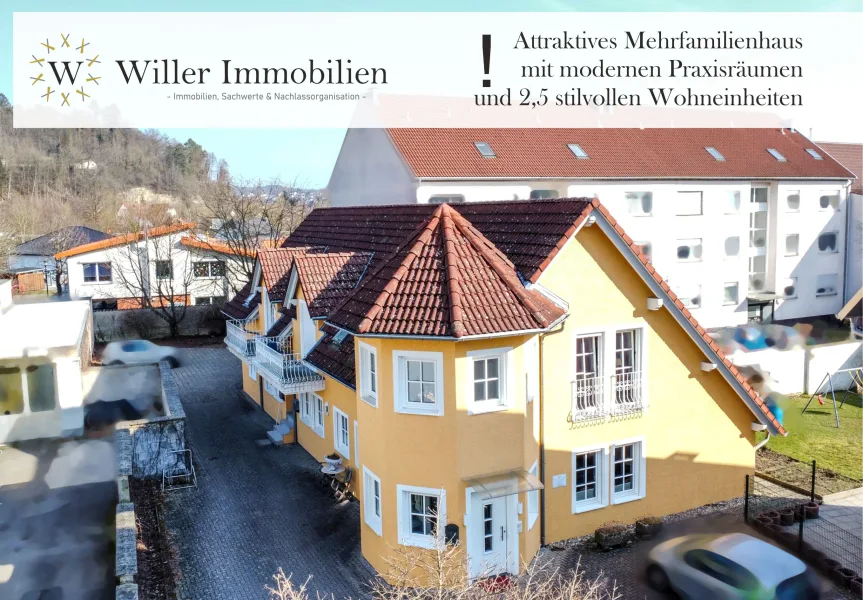 Willer_Immobilien_Luftbild-1_inkl-Text - Haus kaufen in Eschelbronn - Wohnen und Arbeiten unter einem Dach - Flexibles Wohn- und Geschäftshaus mit Praxisräumen