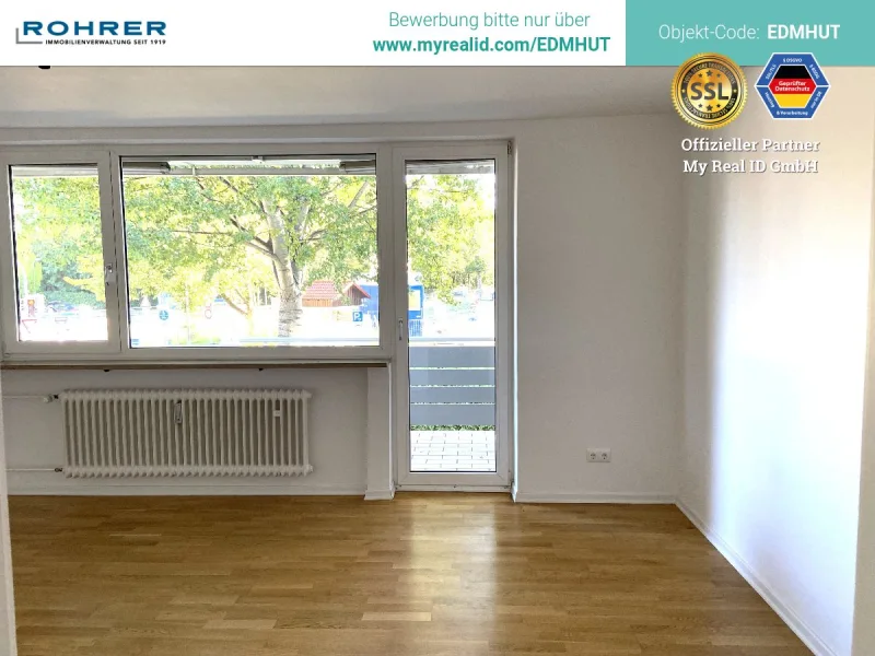  - Wohnung mieten in Ismaning - 2,5-Zimmerwohnung, Küche, Flur, Bad/WC, Balkon, Kellerabteil