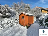 Gartenhaus bei Schnee 