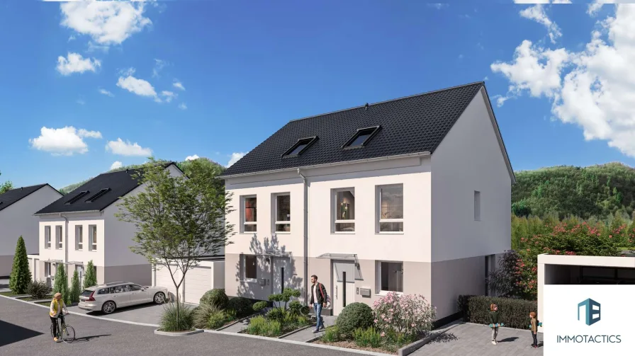 Frontansicht - Haus kaufen in Altenbamberg - Smarte Investition in Altenbamberg – Doppelhaus mit 10% AfA & Top-Vermietbarkeit!