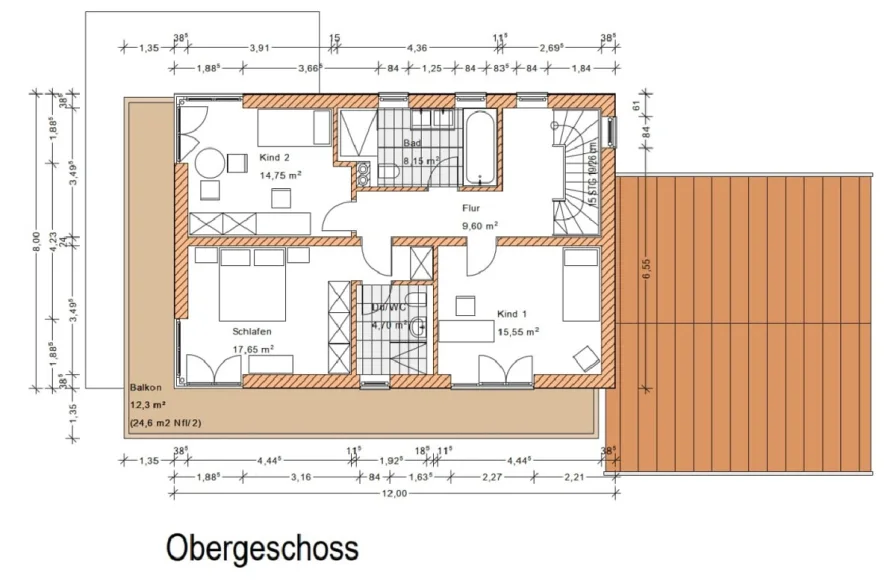 Grundrissplan Obergeschoss