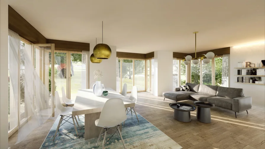 Wohnbereich Visualisierung - Wohnung kaufen in Schliersee / Neuhaus - Exklusive Landhaus-Garten-Wohnung mit Hobbyraum in Schliersee-Neuhaus mit Bergpanoramablick