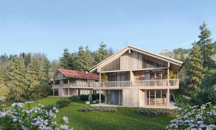 Visualisierung Wendelstein III - Haus kaufen in Bayrischzell - Exklusive Premium Landhaus-Villenhälfte in Bayrischzell- Beeindruckender Bergpanoramablick- A+