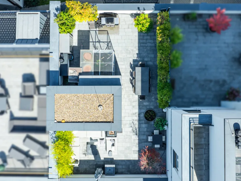 Dachterrasse aus der Vogelperspektive