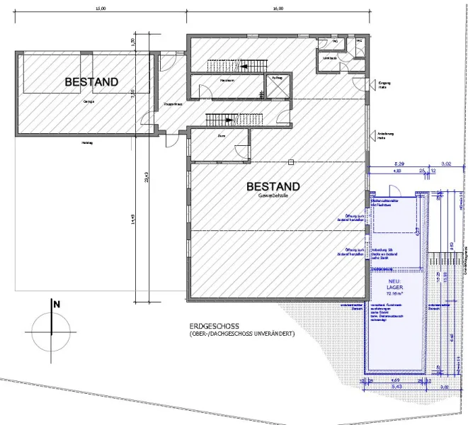 Grundrissplan mit Anbau (Erdgeschoss)