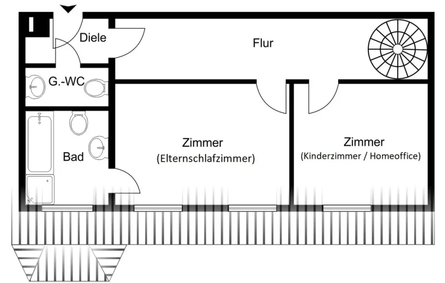 Grundrissplan 4. Obergeschoss (untere Ebene)