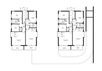 Grundrissplan Erdgeschoss / Haus 1 (links) / Haus 2 (rechts)