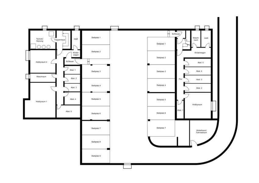 Grundrissplan Untergeschoss / Tiefgarage